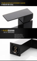 Grifo de Lavabo de Acero Inoxidable Negro Plateado para Baño Mezclador de Agua Caliente y Fría Estilo Contemporáneo con Mango de Latón - details 11