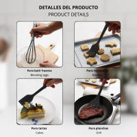 LUTODY - Juego kit de espátulas de silicona antiadherente y resistente al calor 5 piezas para cocinar en olla, sartén y batir alimentos - details 1