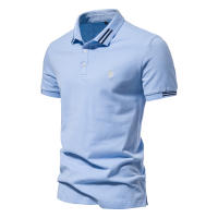 2024 verano nuevo estilo solapa tamaño europeo rayas decorativas algodón POLO camisa bordada casual hombres color sólido tops de manga corta - details 1