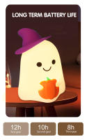 Lámpara De Silicona Suave Para Halloween Decoración De Ambiente De Habitación Fantasma Demonio Kiwi Bird Mago Luz Nocturna LED Recargable Forma De Calabaza - details 42