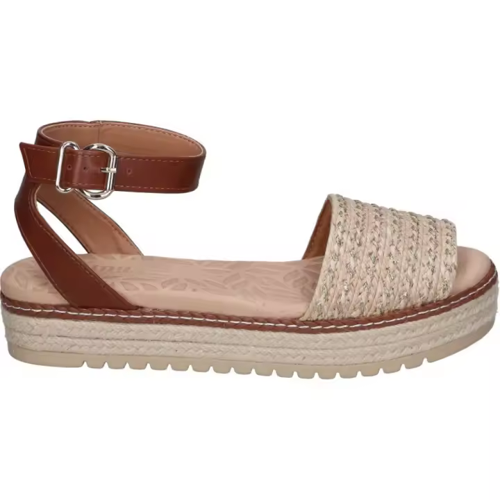 MTNG| Sandalias con Plataforma Mustang para mujer – Sandalia Esparto en Color Marrón – Sandalia de Plataforma con Cierre de Hebilla – Casual – Tendencia – Modelo 53344 - 1