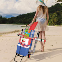 Aktive - Carro de playa plegable, 100x45x35 cm, máx. 50kg, con ruedas grandes, estructura de acero, color negro, asa extensible y diseño compacto, para transportar sombrillas o neveras, para playa, para mochilas - details 2