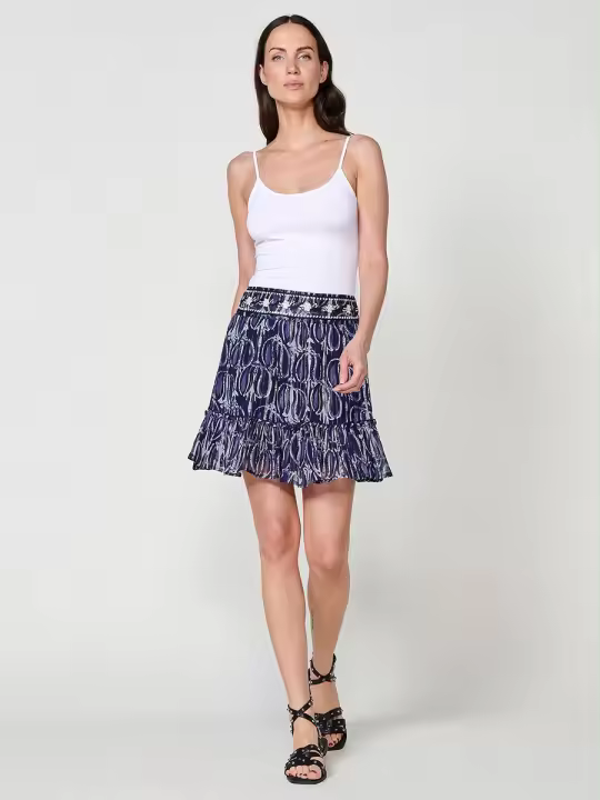 Koroshi Falda Corta de Chiffon Azul para Mujer - 1