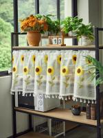Cortina Valance Semi Transparente Para Ventanas Cocina Café Con Bordado De Girasoles Tratamiento De Ventana Decoración De Hogar Primavera Verano Instalación En Techo Estilo Japonés Y Coreano Material Poliéster 100% - details 0