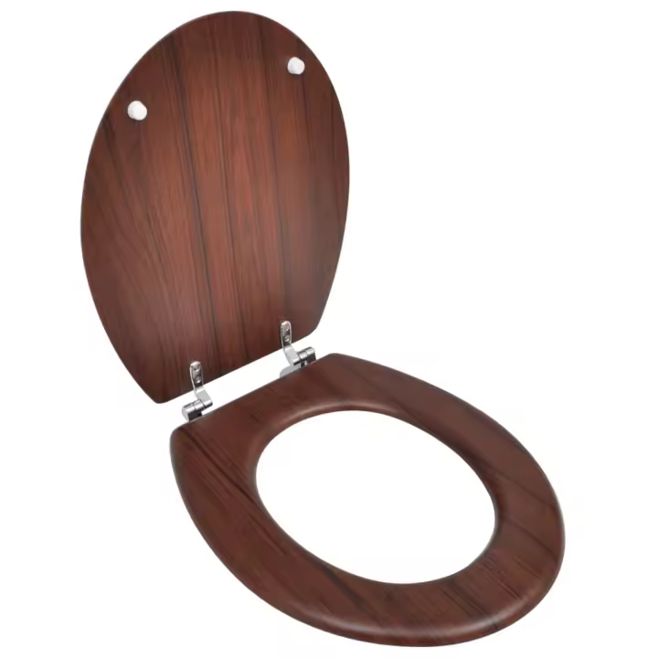 vidaXL Asiento inodoro WC MDF tapa diseño marrón - 1