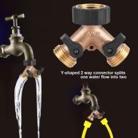 Divisor en Y de 2 vías para manguera de suministro de 3/4 ", Conector de manguera de conector de doble grifo, conector en Y para manguera de entrada de agua con válvula de cierre para riego de jardín. (UE) - details 1