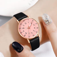 Reloj De Cuarzo Para Parejas Estilo Minimalista Blanco Con Dial En Numeros Romanos Y Correa De Cuero Rosa Ideal Regalo Para Ella - details 7