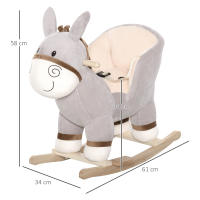 HOMCOM Caballito de Balancín en Forma de Asno Caballo Balancín para Bebé de +18 Meses con Manillar Cinturón de Seguridad y Reposapiés Felpa Suave 61x34x58 cm Gris - details 2