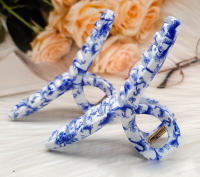 Nuevas Clip De Pelo Vintage Azul Y Blanco Para Mujer Barretas Accesorios De Cabello Clip De Pelo Elegante Y Moderno - details 0