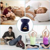 Quemador de vela de Cerámica, Proceso de callado a mano fabricantes de aceite esencial, lámpara de aroma de Cerámica con Cuchara de Vela, lámpara de Aromatherapy dibusor de Aceite de aroma, Azul Real - details 1