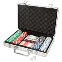 CB Games - Maletín de póker Ø4x0,3 cm, Juego set infantil con 201 fichas, 2 barajas de cartas, 5 dados y 1 ficha dealer, Para niños +3 años, Regalo infantil, Juegos para toda la familia - details 0