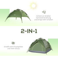 Tienda de campaña Doble para 2 adultos + 1 Niño, impermeable, todas las Estaciones, 210x210x140 cm, perfecto para Aventuras al Aire Libre - details 4