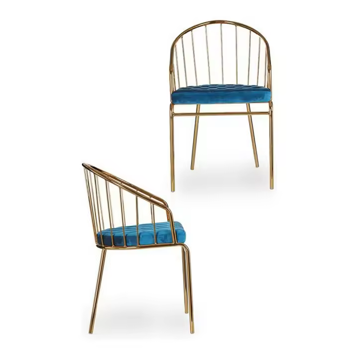 Gift Decor Silla Dorado Azul Barras 51 X 81 X 52 Cm - Cuidado del Hogar - 1