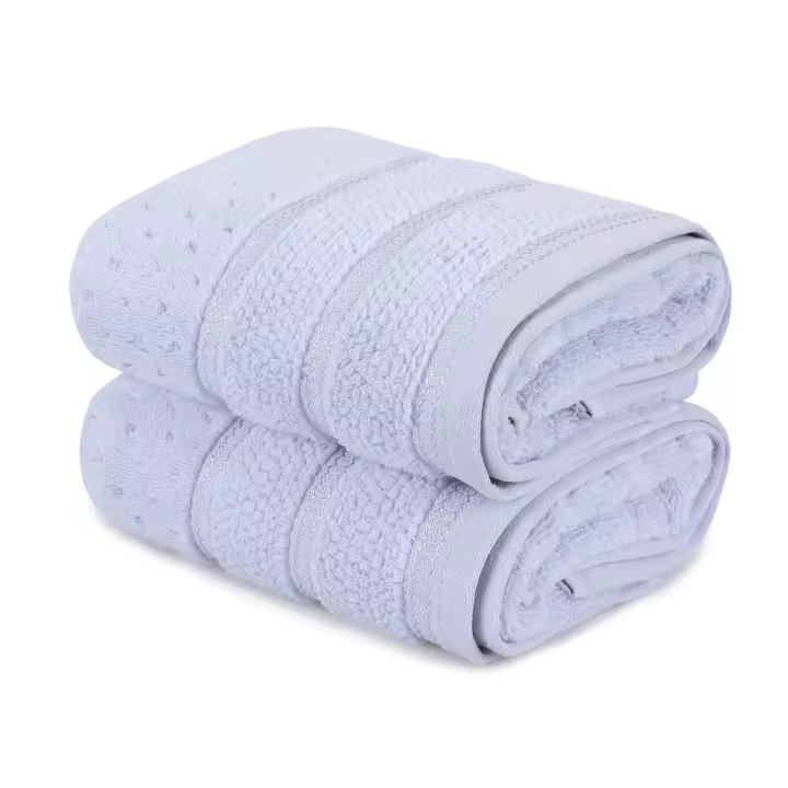 Wellhome Juego de Toallas de Mano Suaves y Absorbentes (2 Piezas) Azul Claro 100% Micro-algodón 500 Gr/m² - 1