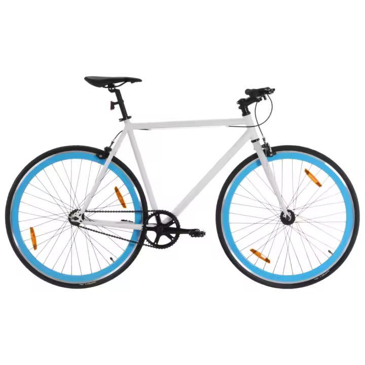 vidaXL Bicicleta de piñón fijo blanco y azul 700c 59 cm - 1