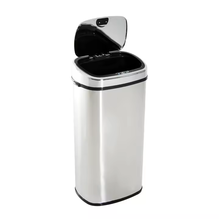 HOMCOM Cubo de Basura para la Cocina Inteligente de Acero Inoxidable 68L con Sensor de Infrarroja de Apertura Automática y Contacto Manual para Cocina 40,5x29,5x78 cm Plata - 1
