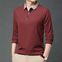 Camisa Polo Para Hombre De Color Sólido Casual Manga Larga Transpirable Cómoda Versátil Top Moda Negocios - details 10