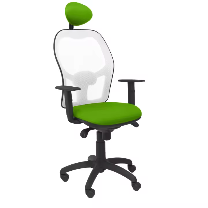 Silla de Oficina Ergonómica Piqueras Y Crespo con Malla Blanca y Asiento Bali Verde Pistacho - 1