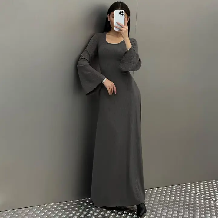Vestido Fantoye Para Mujer Con Mangas Volantes Y Encaje a La Cintura Estilo Casual Streetwear Largo Hasta La Rodilla Polyester Spandex - 1