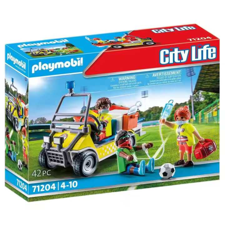 PLAYMOBIL (71204) Coche de Rescate en emergencias sanitarias, vehiculo sanitario con camilla, medico y enfermeros, sanidad movil, City Life - 1