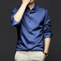 Camisa Larga Para Hombre Color Sólido Suave Y Elegante Ajustada Con Diseño De Muslo Top De Fiesta No Hierro Estirado Para Negocios - details 7