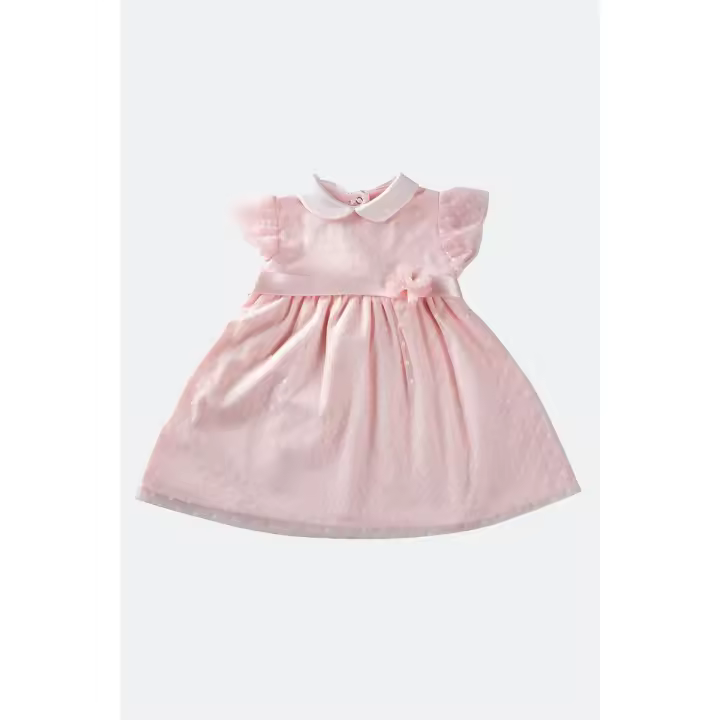 Vestido de Algodón elástico con Banda de satélite y Tul de lunares - 1