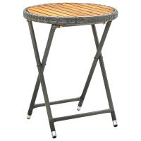 vidaXL Mesa de centro ratán sintético y madera maciza de acacia 60 cm en color Gris/Negro | estructura resistente ideal para salón dormitorio o estudio - details 0