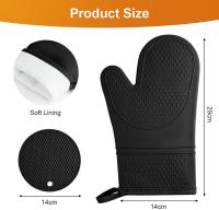 1 Par Gris Guantes para Horno, Silicona Resistente al Calor 446 °F Manoplas Horno Antideslizantes, Guantes Horno Cocina, Hornear Cocinar Barbacoa Microondas, 2 Manteles Aislados Oven Gloves - details 5