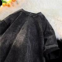 Camiseta Estilo Retro Americano Pesada De Color Sólido Para Hombres Y Mujeres Manga Corta Verano Moda De Calle Antiguo Talla Grande Ropa Lavada - details 11