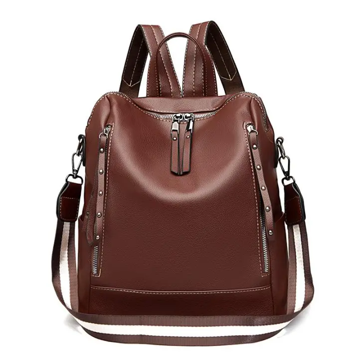 Mochara Retro de cuero elegant para Mujer, Diseño de tachuelos Vintage, mochita para estudiantes de gran capacidad, mochila informal de Color sólido con múltiples bolsos - 1