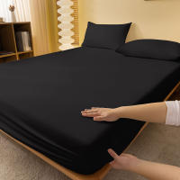 Sábana Sólida Mate Negra Para Dormitorio 1 Pieza Cobertor De Cama Elegante Sin Almohadillas De Poliéster 100% Muebles Y Decoración De Hogar - details 2