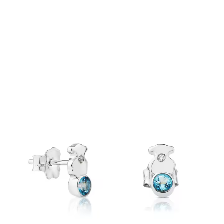Pendientes de Oso de Plata esterlina S925, incrustaciones de Perlas de cuarzo de Ágata natural, pendientes de Diseño de Nicho de lujo Ligero - 1