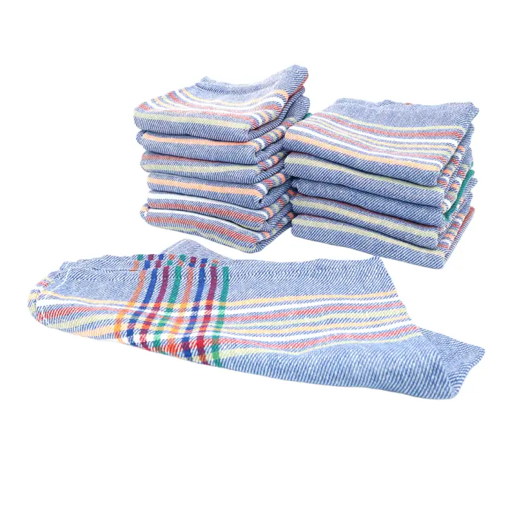 Juego de 6/12 Paños, Paños de cocina 80% Algodón, Pack de ahorro 6/12 Unidades Colores con Rayas Azul Verde Rojo, Paño Vajilla - 1