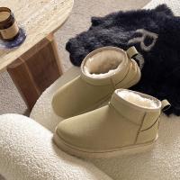 Botas De Plataforma Ultra Mini De Cuero Para Mujer Invierno Botines De Piel Acolchados Botas De Lujo Con Tacón Medio Y Cierre SLIP-ON - details 2