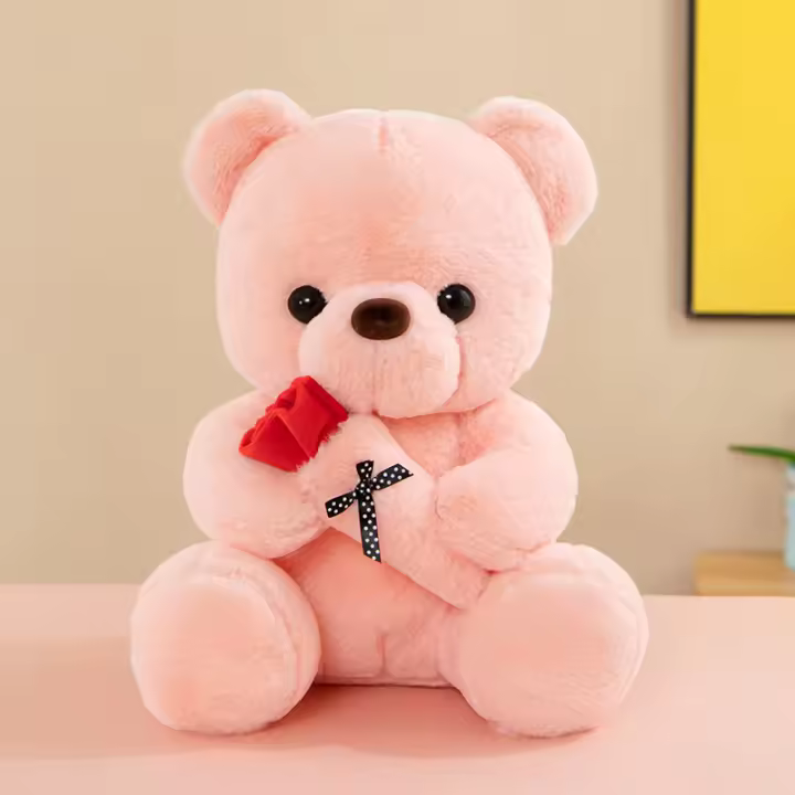 Juguete De Peluche Rosa Con Oso Regalo De San Valentín Para Novias Animal De Relleno De Algodón PP Edad Recomendada 6-12 Años - 1