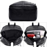 Mochila De Piel De Cuero PU Vintage Para Mujer Gran Capacidad Bolsa De Viaje Estudiante Rucksack Con Cierre De Cremallera - details 2