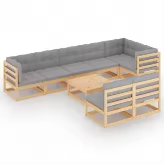 VIDAXL 3076669 conjunto de muebles fabricados en madera para el jardín con cojines grises vida xl - 1
