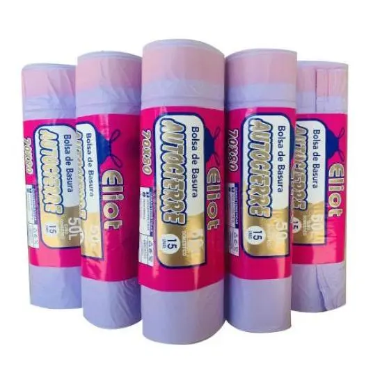 PACK de 10 - 150 Bolsas de Basura ELIOT autocierre 70x80 50L - 1