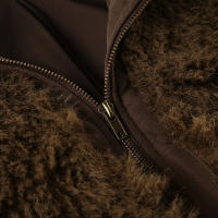 Chaqueta De Piel Marrón Retro Rockmore Y2K Con Cuello Alto Y Cierre De Cremallera Moda Vintage Casual Para Mujer Outerwear Gruesa De Invierno Streetwear - details 5