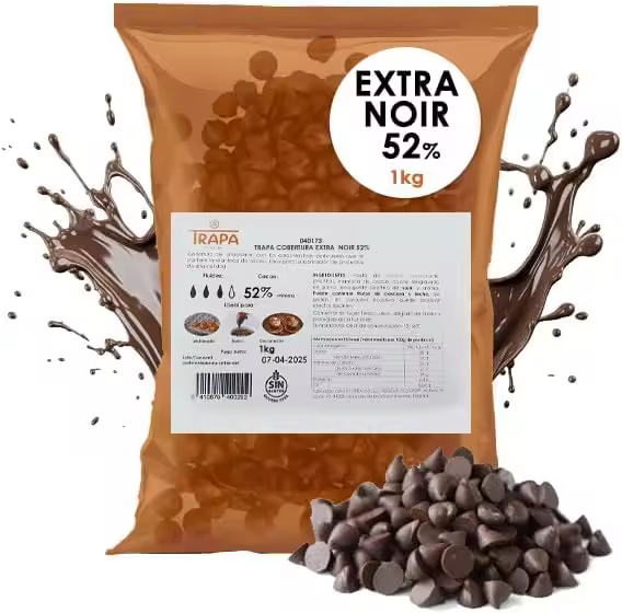 Coberturas de Chocolate Trapa - Bolsa Kilo - 70% Negro - Extra Leche - Chocolate Blanco - Sin Azucar - 52% Negro - Especial Reposteria - Gotas de Chocolate - 1