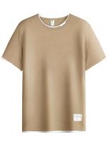 Camiseta De Verano Para Hombre Con Letras Y Bordados En Contraste 2 En 1 Algodón Camiseta Basic Sencilla Manga Corta Estilo Casual - details 5