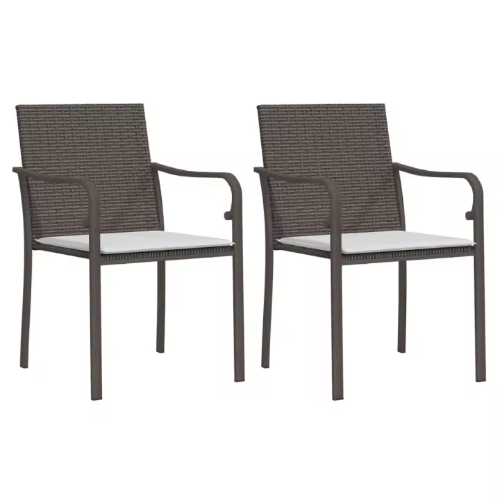 vidaXL Sillas jardín y cojines 2 uds ratán sintético marrón 56x59x84cm - 1