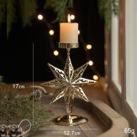 Soporte De Vela De Árbol De Navidad De Hierro Fundido Dorado Con Estrella Y Ciervo Decoración De Mesa Para Navidad Y Año Nuevo - details 4