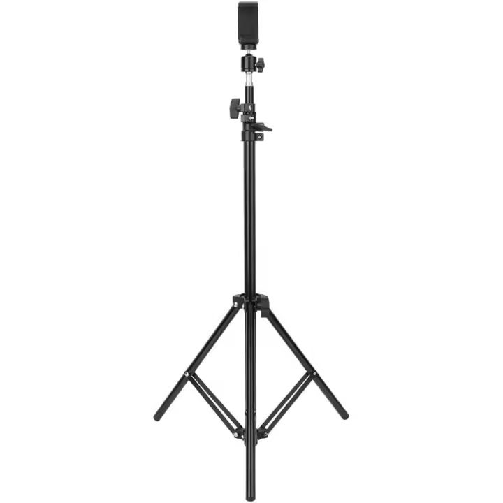 Trípode Soporte de luz, Trípode Soporte con Clip de teléfono móvil, Trípode Ajustable de 67-210 cm, trípode de rotación de 360° de fijación. Soporte Trípode Ajustable Máx Altura 2.1M  con Tornillo de 1/4 de Pulgada para Camara, Reflector, softbox, luz, Pa - 1