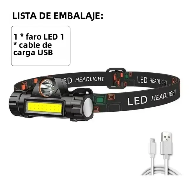 Linterna Frontal COB LED Recargable Con Imán Impermeable Para Camping Pesca Minera Luz De Escritorio Con Ángulo De Haz De 60° - 1