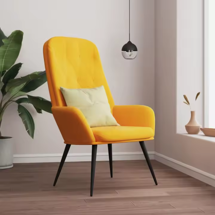 vidaXL Sillón de relax de terciopelo en color Rosa/Amarillo - 1