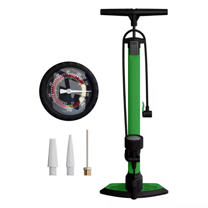 UNYCOS Bomba de Aire con Manómetro para Válvulas Presta y Schrader (160 PSI/11 Bar) Inflador de Pie Portátil para Neumáticos, Balones y Juegos Inflables - 1