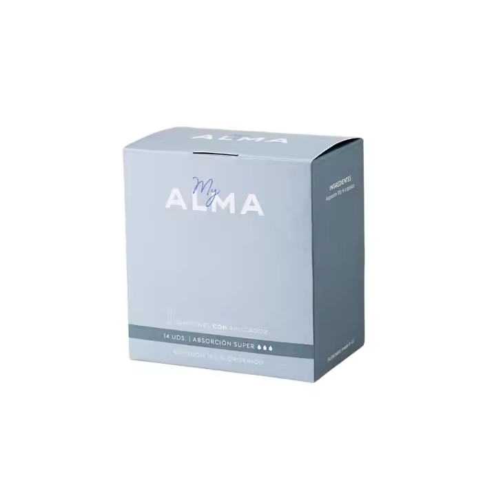 MyAlma Tampones con aplicador pack 14 ud. Disponibles en absorción Mini, Regular y Super. Algodón 100% orgánico y libres de tóxicos. - 1