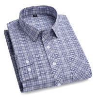 Camisa a Cuadros De Algodón Puro 100% Para Hombres Cuello En V Manga Larga Estilo Casual Comodidad Oficina Trabajo Formal - details 6