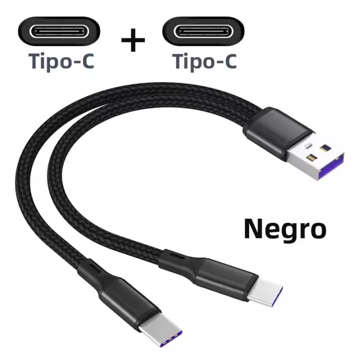 Cable De Datos 2 En 1 Type C Micro 1,2 m Carga rápida 5A Para Samsung Huawei Xiaomi Cable Splitter Y Cordón USB para Teléfonos móviles - 1